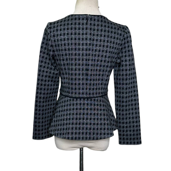 Ann Taylor black ponte knit long sleeves peplum blouse size SP - Picture 2 of 11